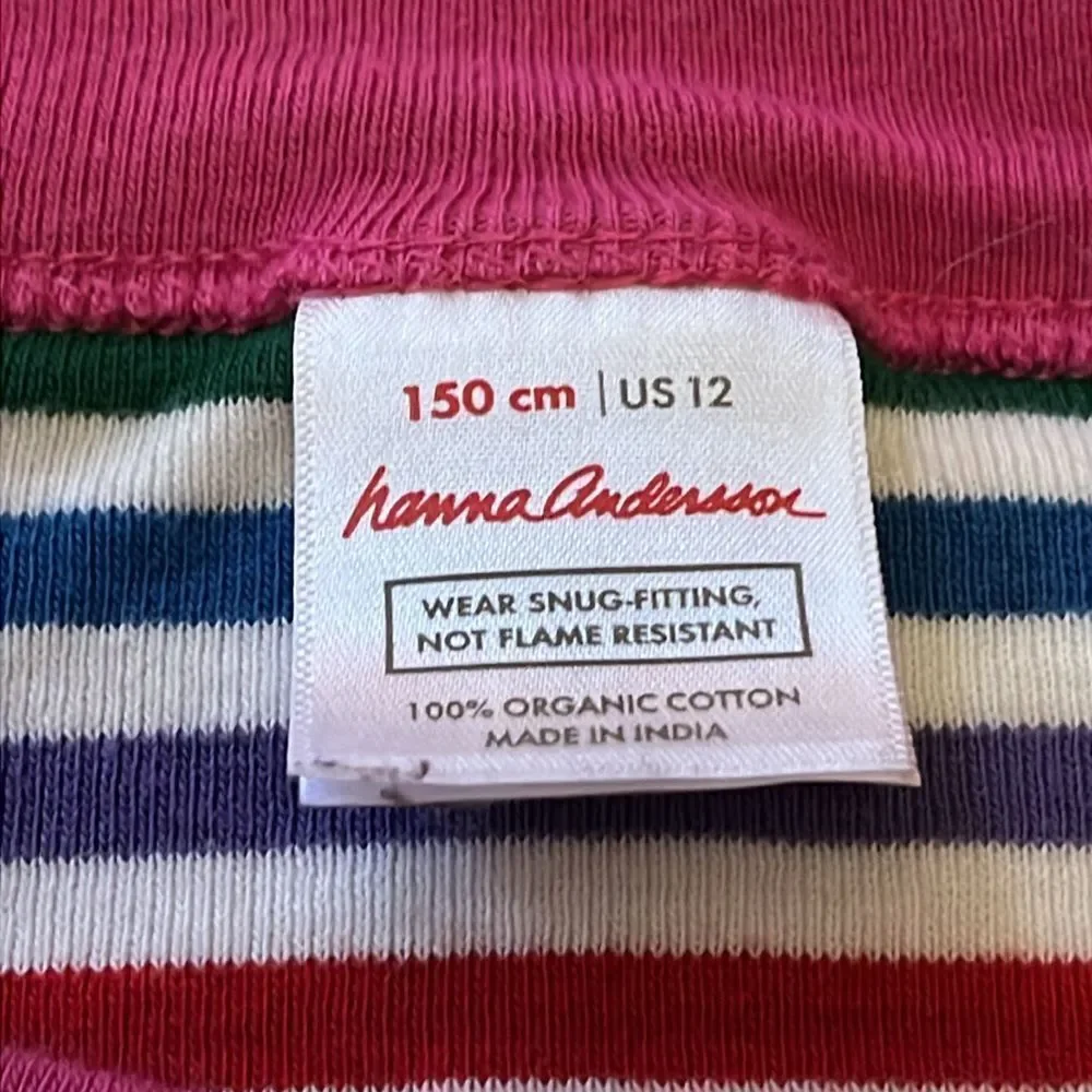Hanna Andersson short sleeve rainbow stripe pajama set size 12